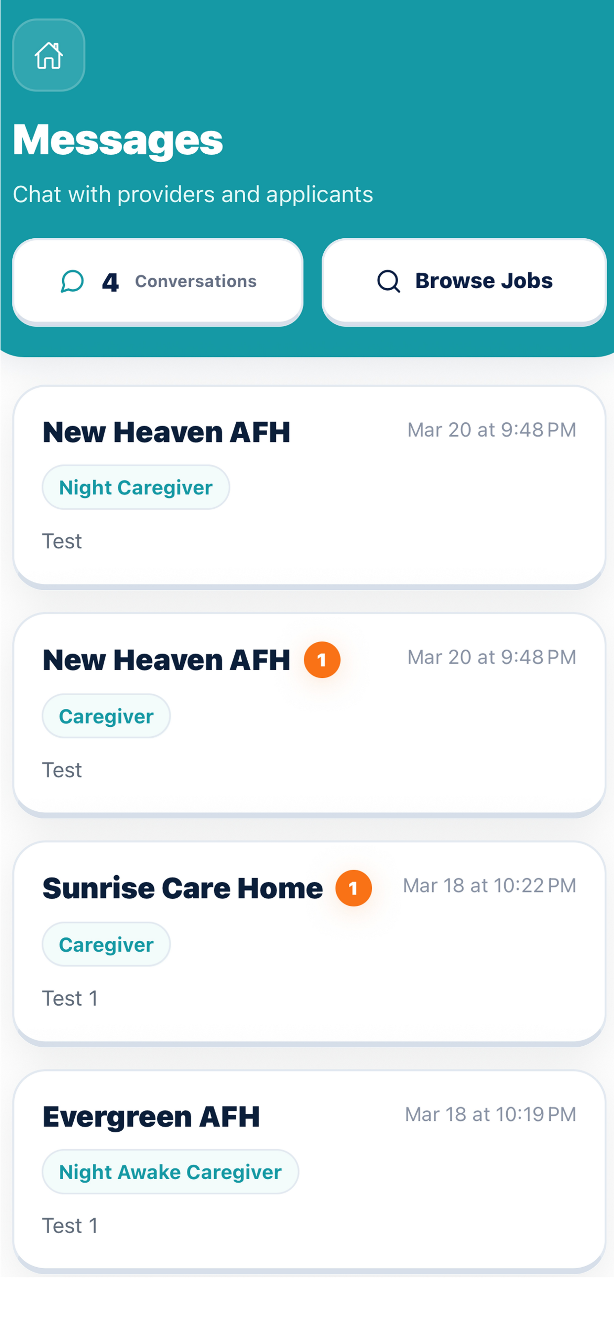 Messaging screenshot
