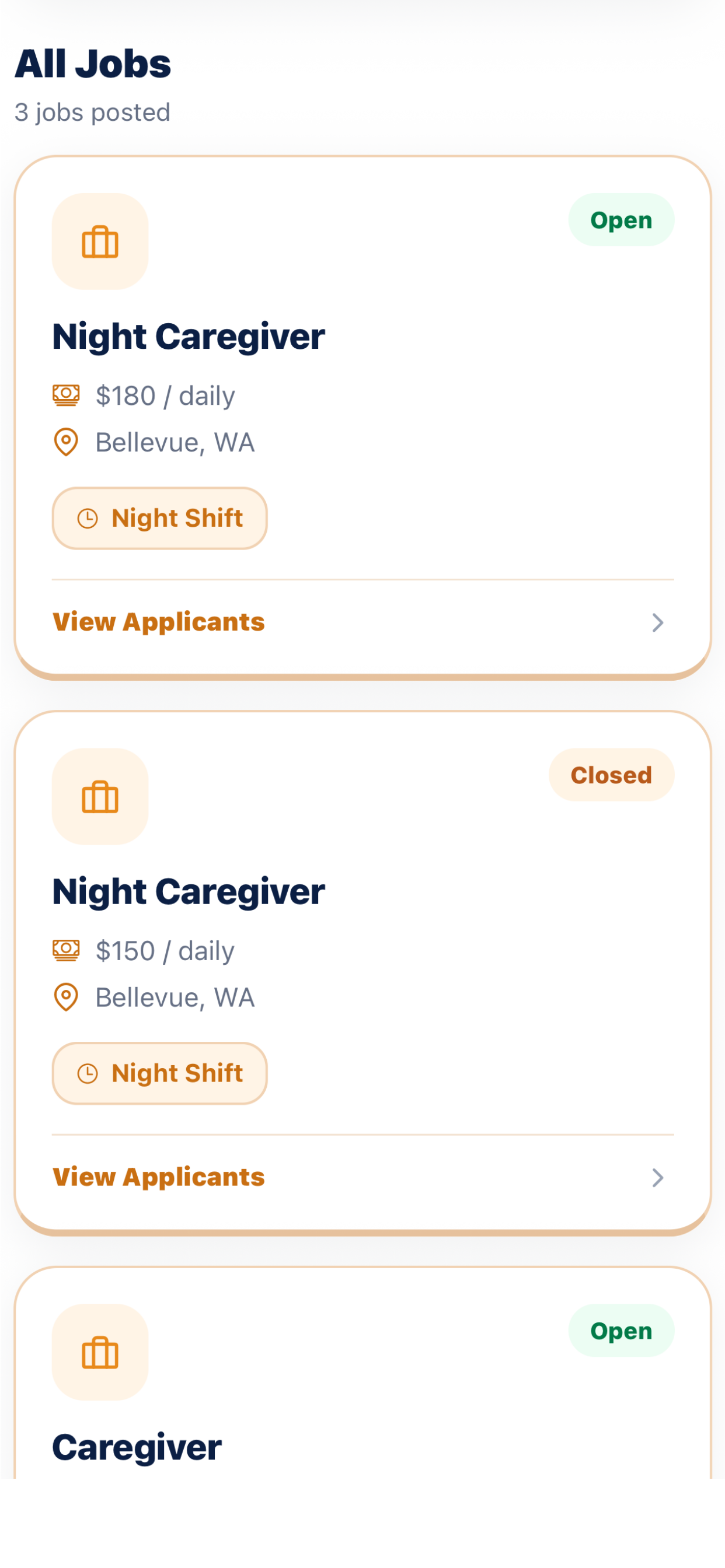 Provider job post screenshot